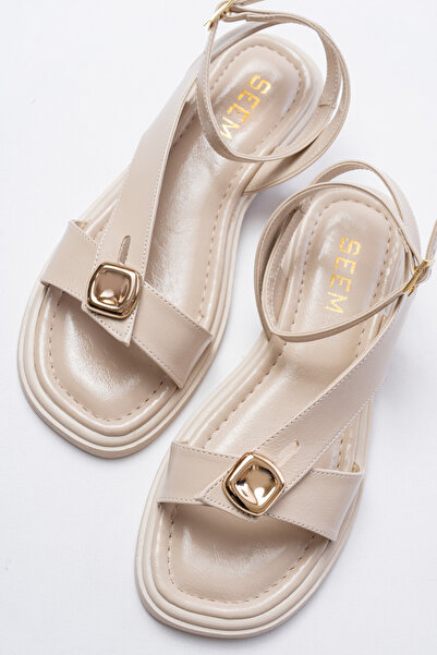 SEEM Sandale de damă Molly cu accesorii aurii