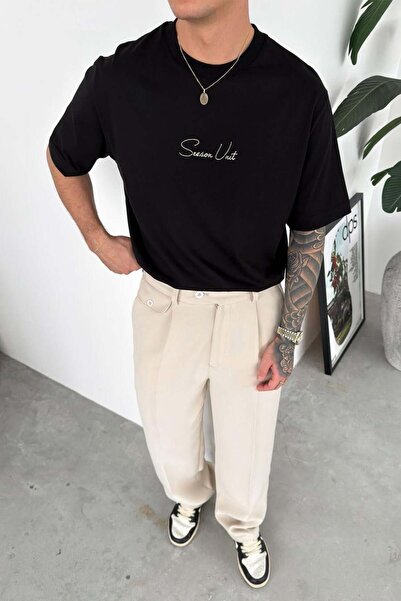 HAFKAGİYİM Tricou negru cu broderie, croială relaxată