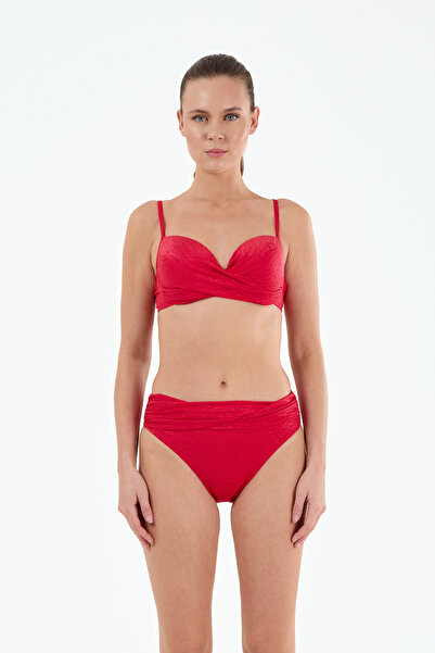 Louren Women's Black/Red Pattern Detailed Swivel Covered Bikini Set