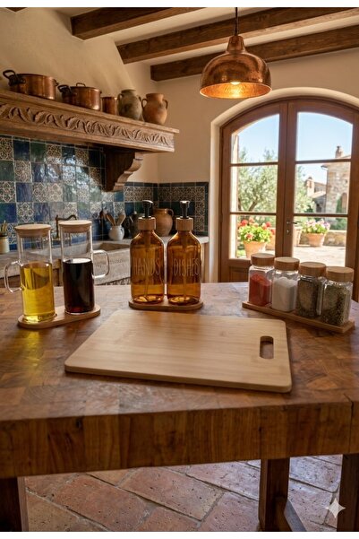 VESTA Concept طقم مطبخ من الخيزران مكون من 12 قطعة - طقم وعاء زيت مع حامل، طق...