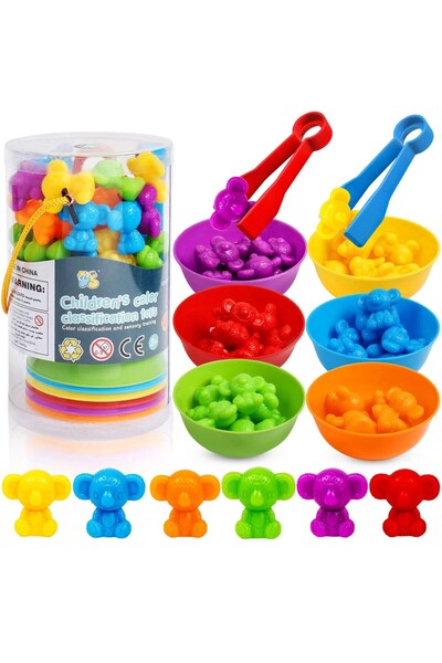 sallma Educational sorting and counting set with colorful animals, bowls and ...