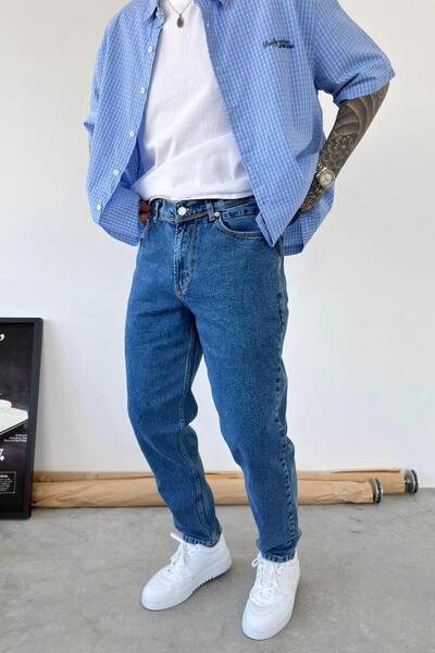 HAFKAGİYİM Blue Basic Boyfriend Pants