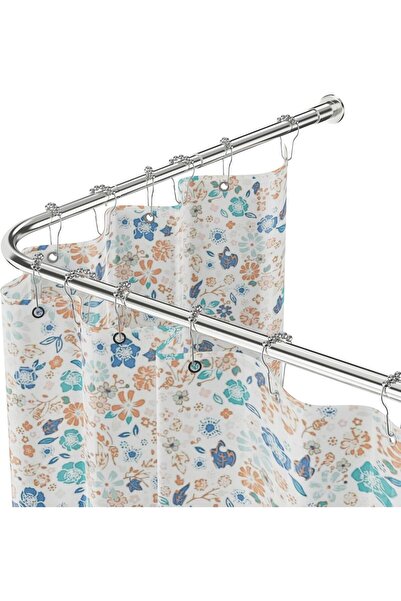 WELFLEX WELDUN Ράγα Κουρτίνας Μπάνιου Σχήματος L, Ρυθμιζόμενη 68-96εκ. × 68-9...