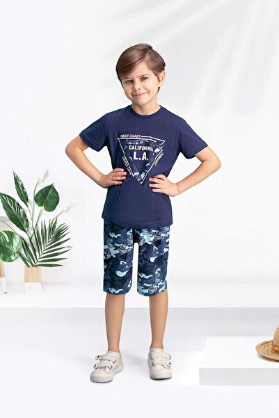 Arnetta Camouflage Navy Blue Boys' Bermuda Set