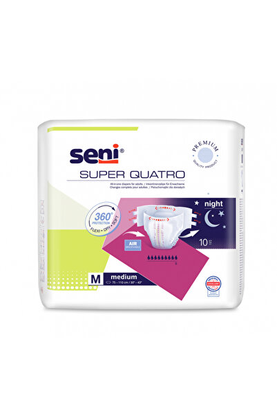 Seni Adult Diapers Super Quatro Medium 10 Pieces