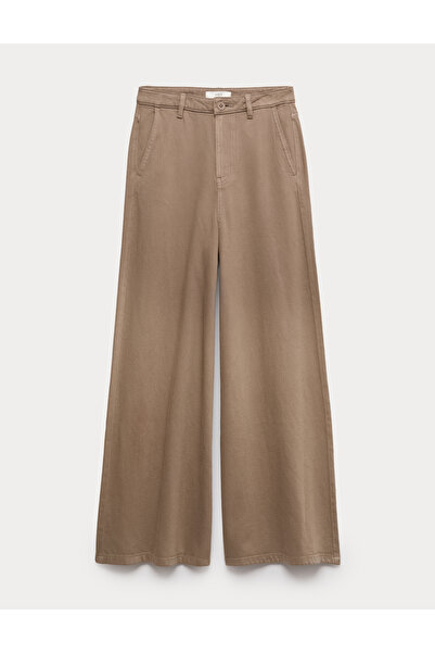 Marks & Spencer Saf Pamuklu Yüksek Bel Palazzo Pantolon
