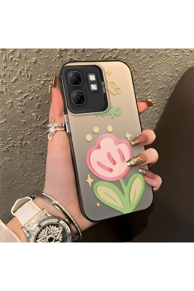 Hontinga حافظة هاتف Infinix Smart 9 متوافقة مع نمط الزهور من السيليكون ذات حا...