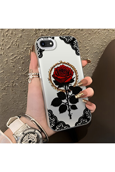 Hontinga iPhone 8 Compatible Silicone Edge Hard Back Anti-Fall Phone Case Ros...