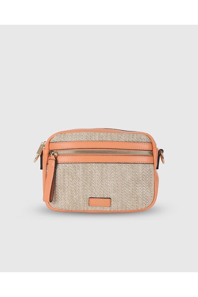 David Jones Geantă de umăr cu curea pentru femei, culoare piersică