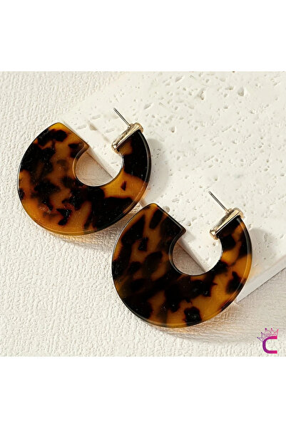 Cinderella Accessories أقراط نصف قمرية للنساء من الأسيتات الحديثة بنمط الفهد