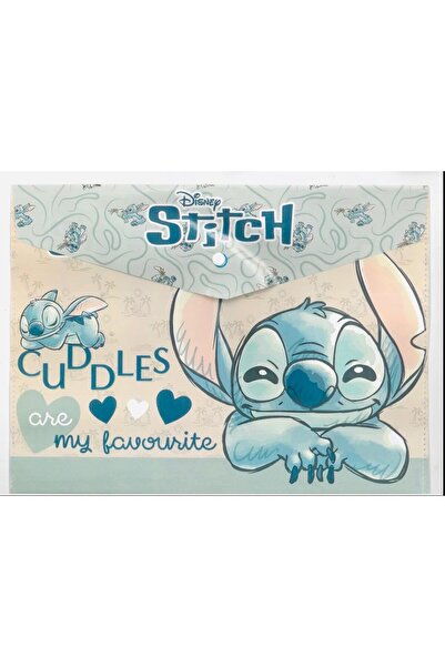 Deniz Oyuncak Stitch A4 Çıtçıtlı Dosya–Zarf Tipi Plastik Evrak&Ödev Dosyası–Ç...