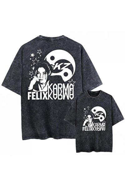 Touz Μπλουζάκι Stray Kids Karma με τύπωμα Unisex που πλένεται, Vintage oversized