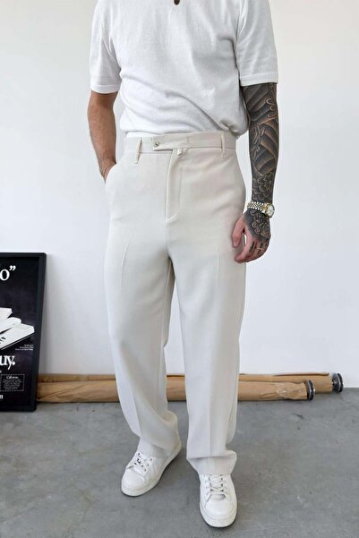 HAFKAGİYİM Beige Textured Basic Fabric Trousers