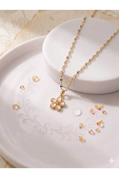 Papatya Silver 925 Ayar Açelya Çiçeği İtalyan Ezme Zincir Kolye.rose.gold.rodaj