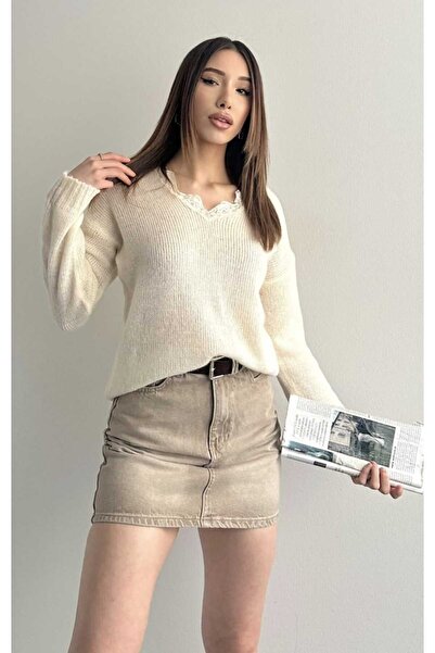yeditepe fashion Lace Detail Transpatan Knitwear