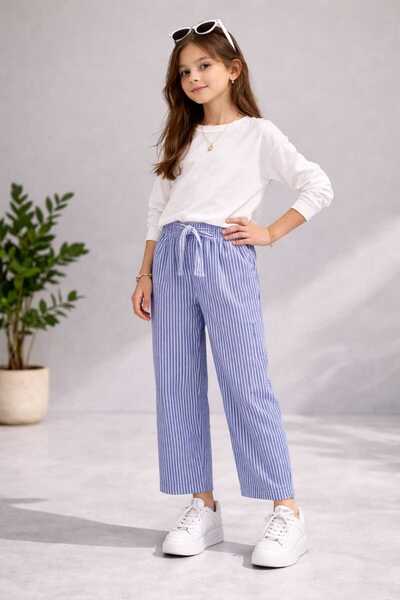 neocotton Pantaloni din material textil cu dungi pentru fete