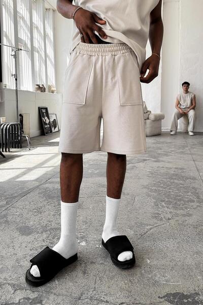 HAFKAGİYİM Pantaloni scurți plisați premium Cozy Stone