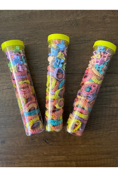 gülümse gel 1 Kutu Bebek Çocuk Kutulu Renkli İnce Lastik Mandal Havlu Saç Bon...