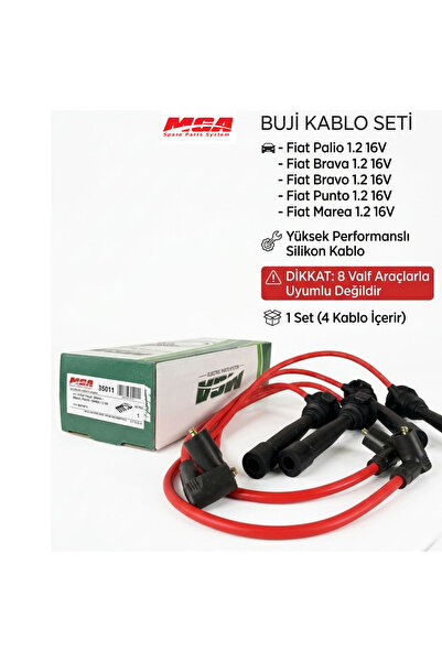MGA Buji Kablo Seti Fiat Palio Brava Bravo Punto Marea 1.2 16V Uyumlu Silikon...