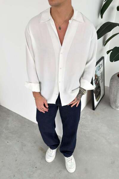HAFKAGİYİM White Soft Premium Relaxed Shirt