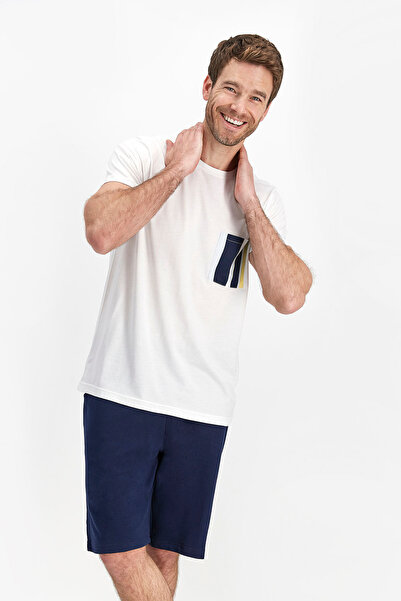 Arnetta بدلة برمودا رجالية كريمية أساسية