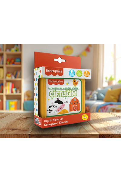 FISHER PRICE Konuşturan Bebek Kitabı Hışırtılı Sesli, Duyusal, Zeka Gelişim 0-3 Yaş Kitap Eğitim Seti (Çiftliğim)