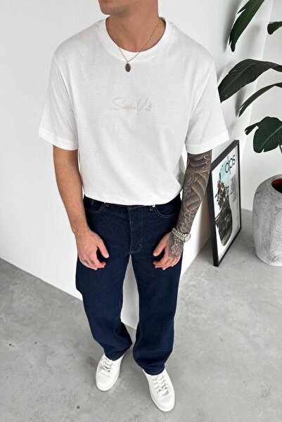 HAFKAGİYİM Λευκό μπλουζάκι με κέντημα και άνετη εφαρμογή