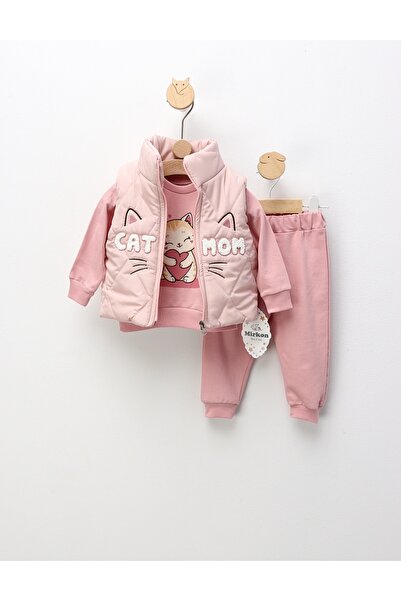 MiniKids Σετ γιλέκου, Μαμά Γάτας, σε ροζ