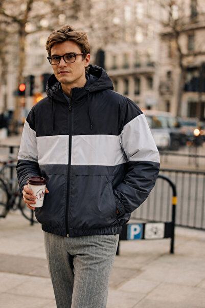 DAMGA JEANS Men's Colorful Trendy Smoked Zippered Raincoat