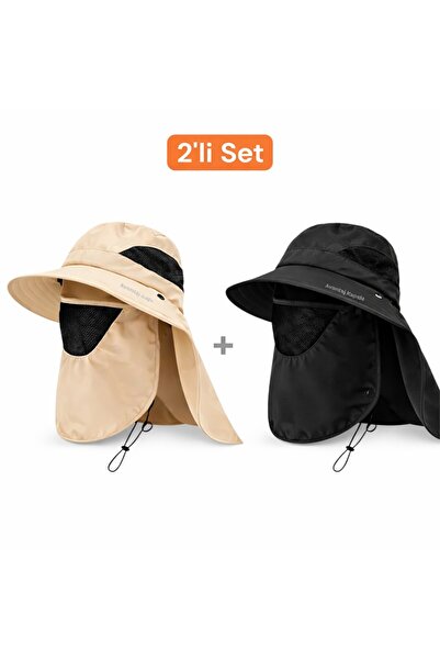 Mustran Set of 2, UV Protective Detachable Masked Unisex Sun Hats, Outdoor Fi...