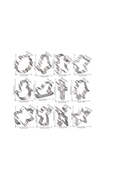 OEM Set 12 forme pentru prajituri cu tematica Craciun, otel inoxidabil, argintiu