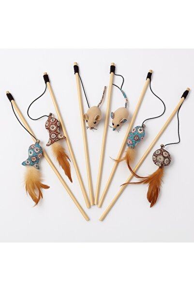 OEM Jucarie Interactiva Tip Undita pentru Pisici, Minge,Soarece,Peste