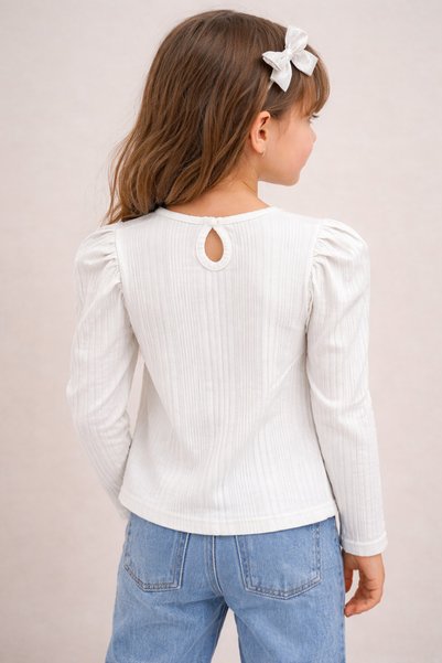 DUBAİ ÇOCUK Girl's Ruffled Collar Detailed Long Sleeve Blouse