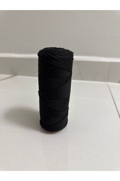 180gr - 200 Mt - 2.5 Mm SİYAH POLY-PAMUK Makrome Ipi Çanta Ipi Supla Ipi Örgü Ipi