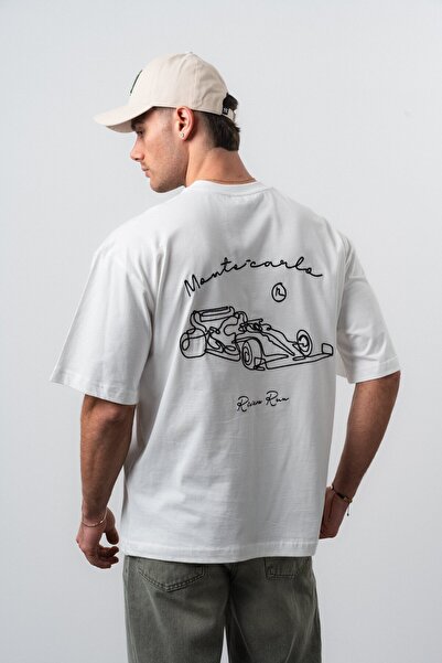 Respire تي شيرت ريفييرا مطرز كبير الحجم للرجال من إكرو