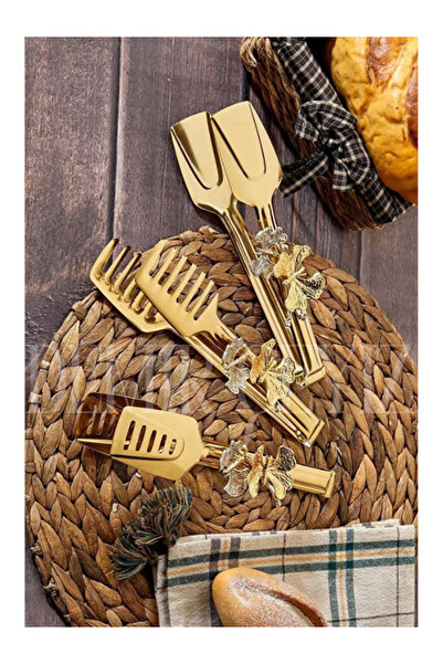 DMR LİFE طقم ملاقط تقديم زخرفية فاخرة مكون من 3 قطع - مزينة بتفاصيل على شكل ف...