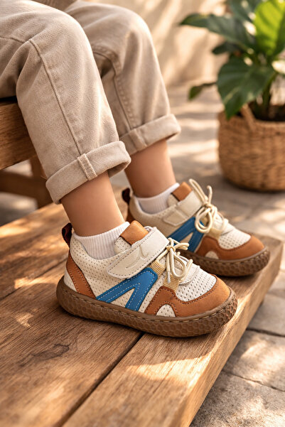 HAPPY WALK Pantofi casual pentru bebelusi baieti cu talpa din piele si ortope...