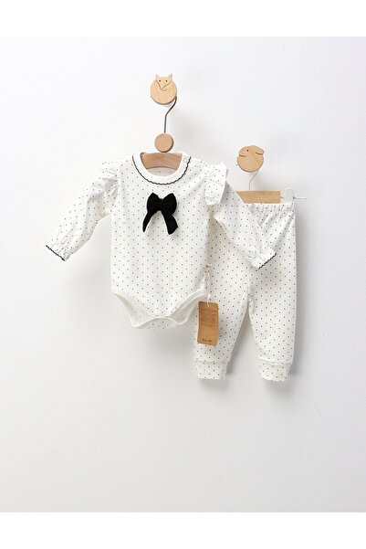 MiniKids Κοριτσίστικη στολή, με πουά, μαύρο και λευκό