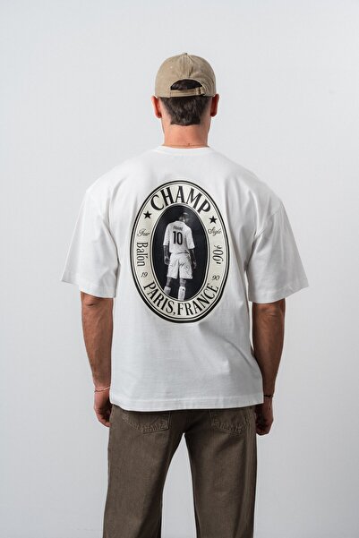 Respire Ανδρικό μπλουζάκι Zidane με στάμπα Oversize σε χρώμα εκρού