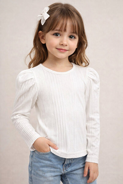 DUBAİ ÇOCUK Kız Çocuk Fırfırlı Yaka Detaylı Uzun Kollu Bluz