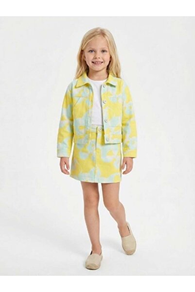 Zekids Girl's Patterned Jacket with Pocket Detail
