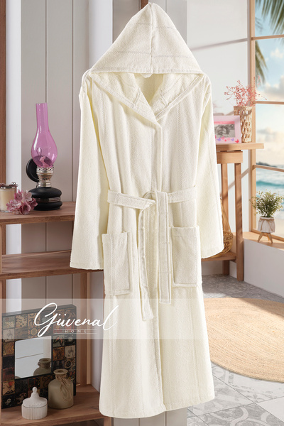 Güvenal Stella Cotton Velvet Hooded Bathrobe |   Women's Bathrobe |   Men's B...