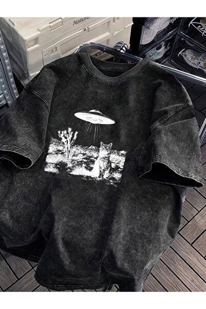 Touz Μπλουζάκι Unisex με στάμπα μυστηριώδους γάτας, που πλένεται, vintage, ov...