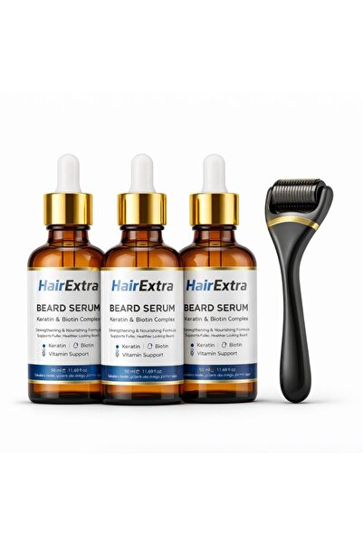hairextrem Sakal Serumu 3'lü + Dermaroller 0,5mm – Keratin & Biotin Kompleks ...