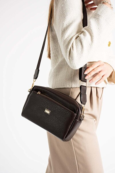 Sanmorris Geantă crossbody pentru femei, cu 3 compartimente, din piele artifi...