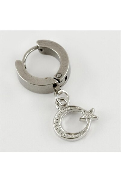 ZERO LAND Nrzsnt Moon Star Figured Steel Men's Earring 1 Piece (191648) - Black