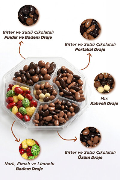 Asırlık Lezzetler Karışık Draje Paketi - Lüks Çikolatalı Badem, Fındık, Meyve...