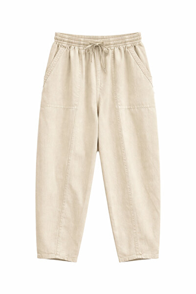 Mixray 4573 بنطلون شالوار جبردين نسائي بفتحة أمامية حجر