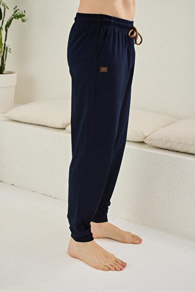 KLY PİJAMA Kly 120R Men's Cotton Pockets and Cuffed Cuffs Single Pajama Bottoms