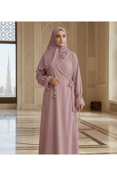 NO BRAND فستان صلاة مزين بالكروشيه